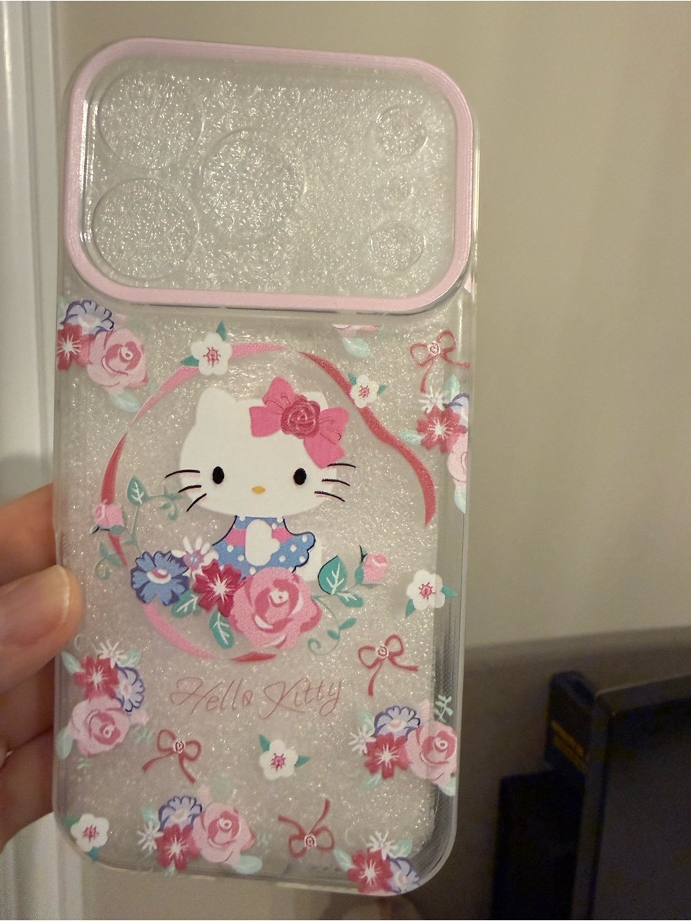 Hello Kitty Pink Floral Phone Case with Bow Accents for IPhone 17 Pro